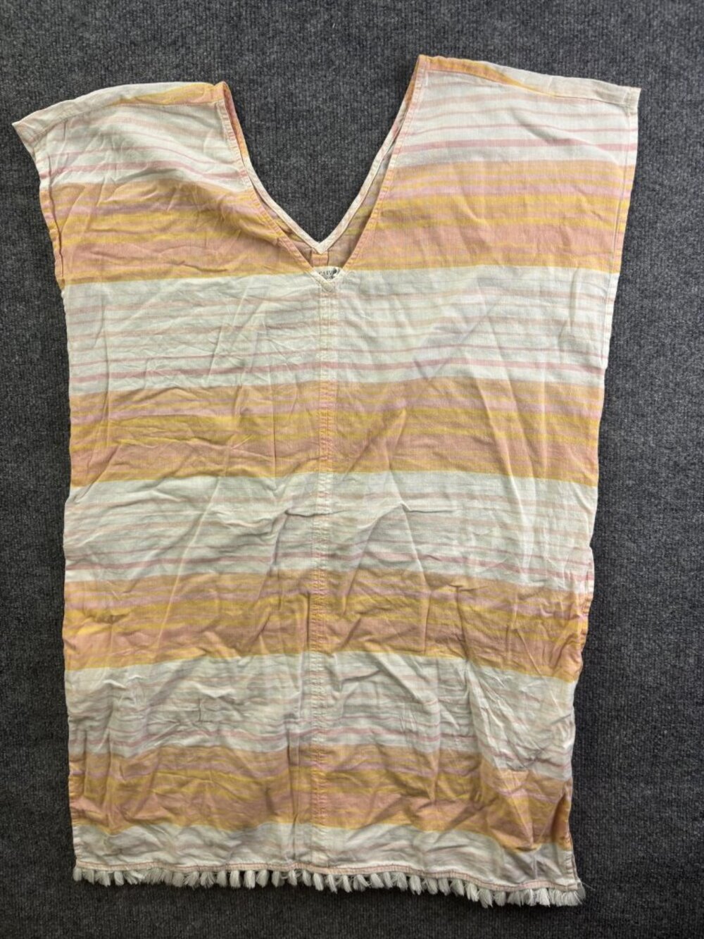 Carve Designs Cover Up Womens Large Multicolor Striped Tassel Hem Cotton Beach